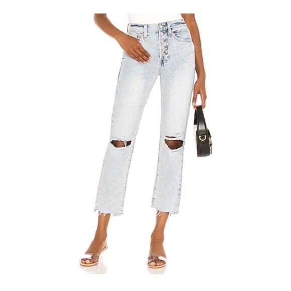 Pistola Charlie High-Rise Straight Distressed Button Fly Jeans Light Wash Sz 26 - Picture 10 of 10